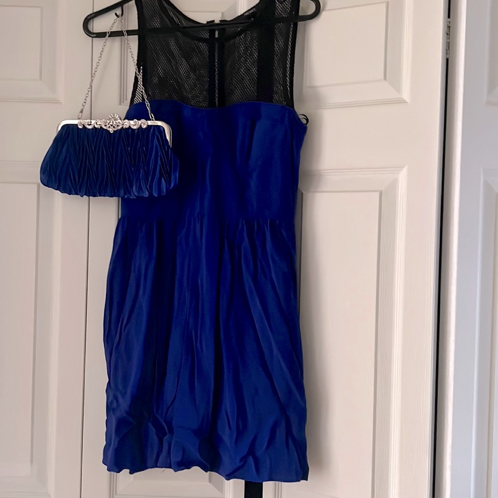 Beautiful blue corset style dress with matching purse